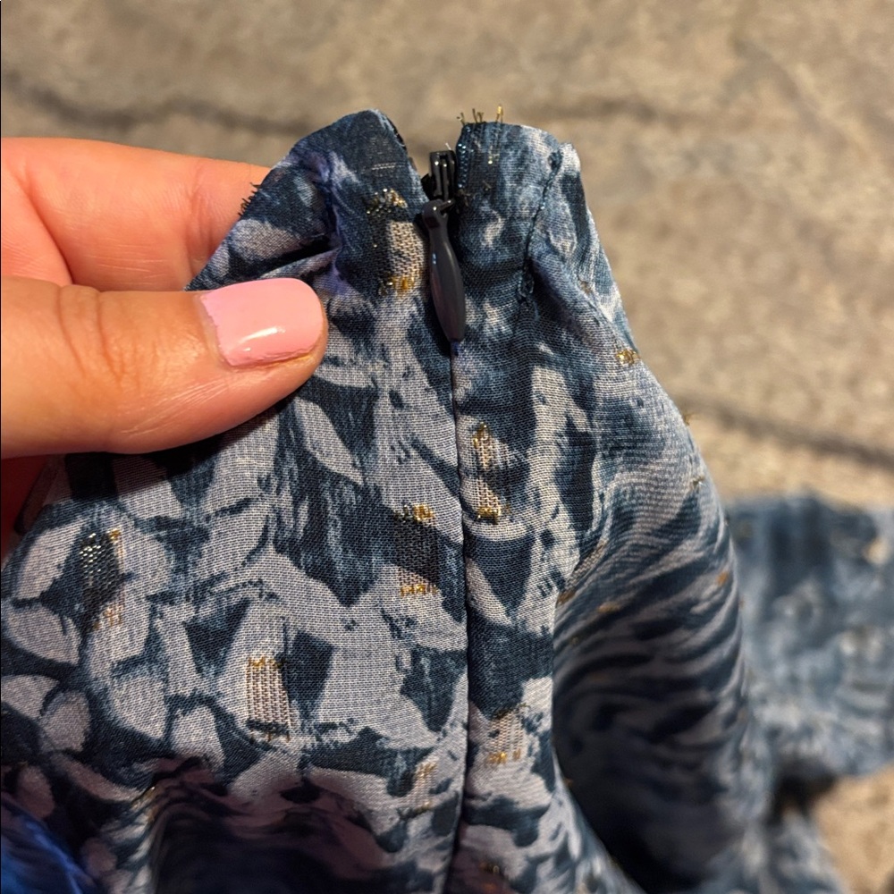 Aqua Blue and Gold Textured Dress - Picture 5 of 5